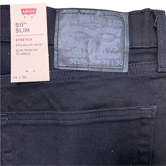Levi’s 511 Slim 36x30 Stretch New With Tags Black Jeans - Picture 11 of 15